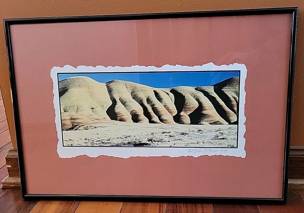 Painted Hills Oregon Photograph Signed Matted Vtg 1999 Nielsen Frame READ