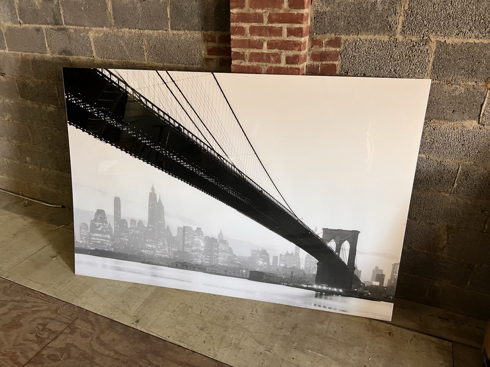 Brooklyn Bridge Plexi-Mount Black And White Photograph 87 X 58 1/2 Inches