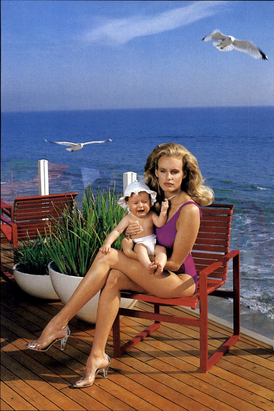 1987 Helmut Newton Daryl Hannah With Baby Portrait Los Angeles Art Photo Gravure