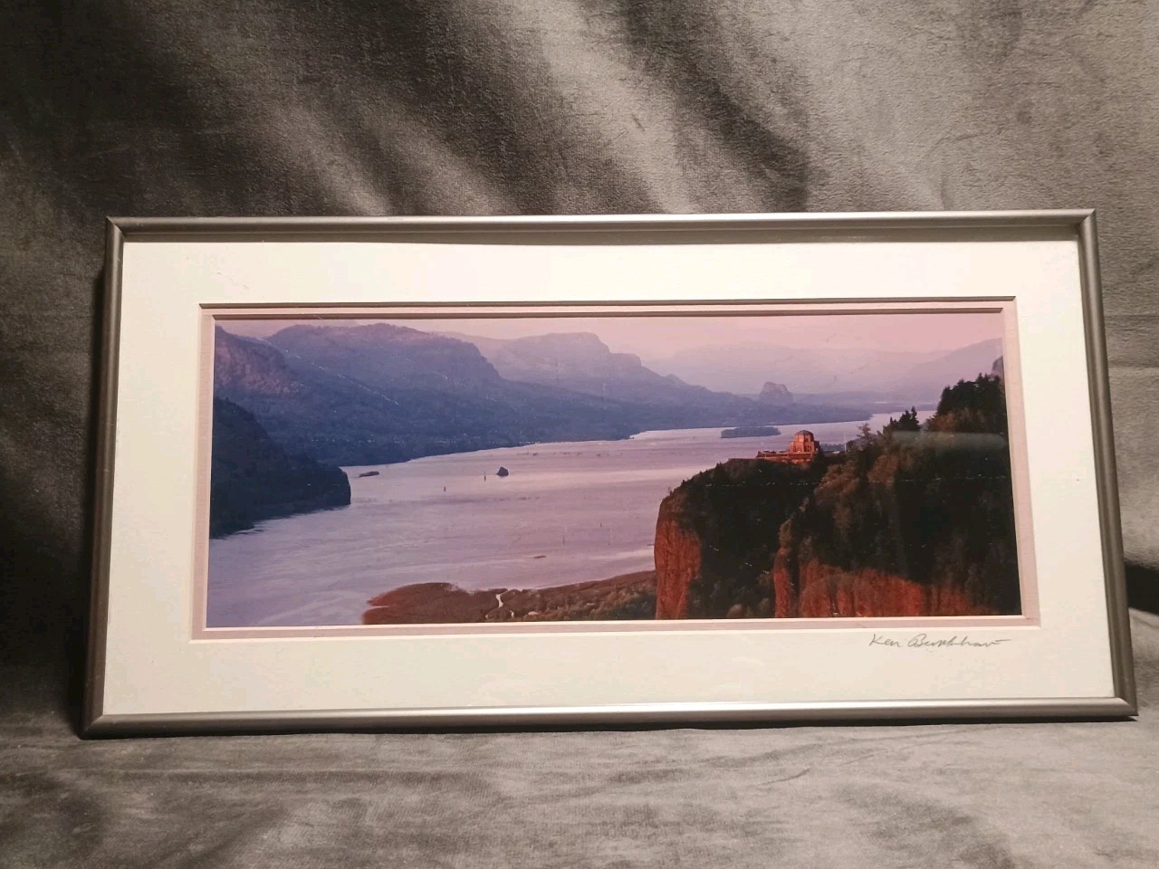 Crown Point Sunset Columbia River OR WA Ken Burkhart Photography Framed 8 X 16″