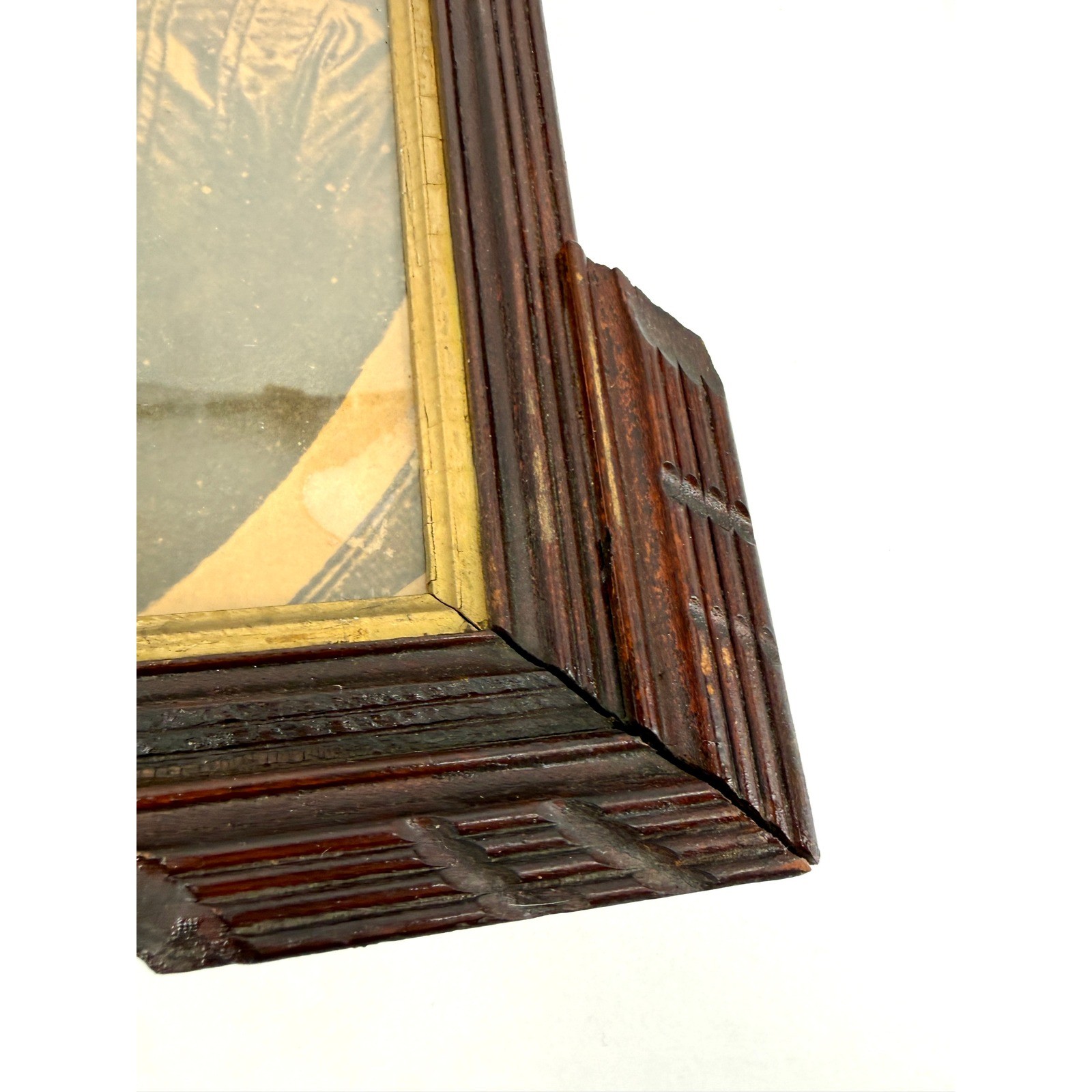 Haunted Antique Sepia Portrait Woman Ornate Wood Frame Gothic Wall Art 1800s Pic