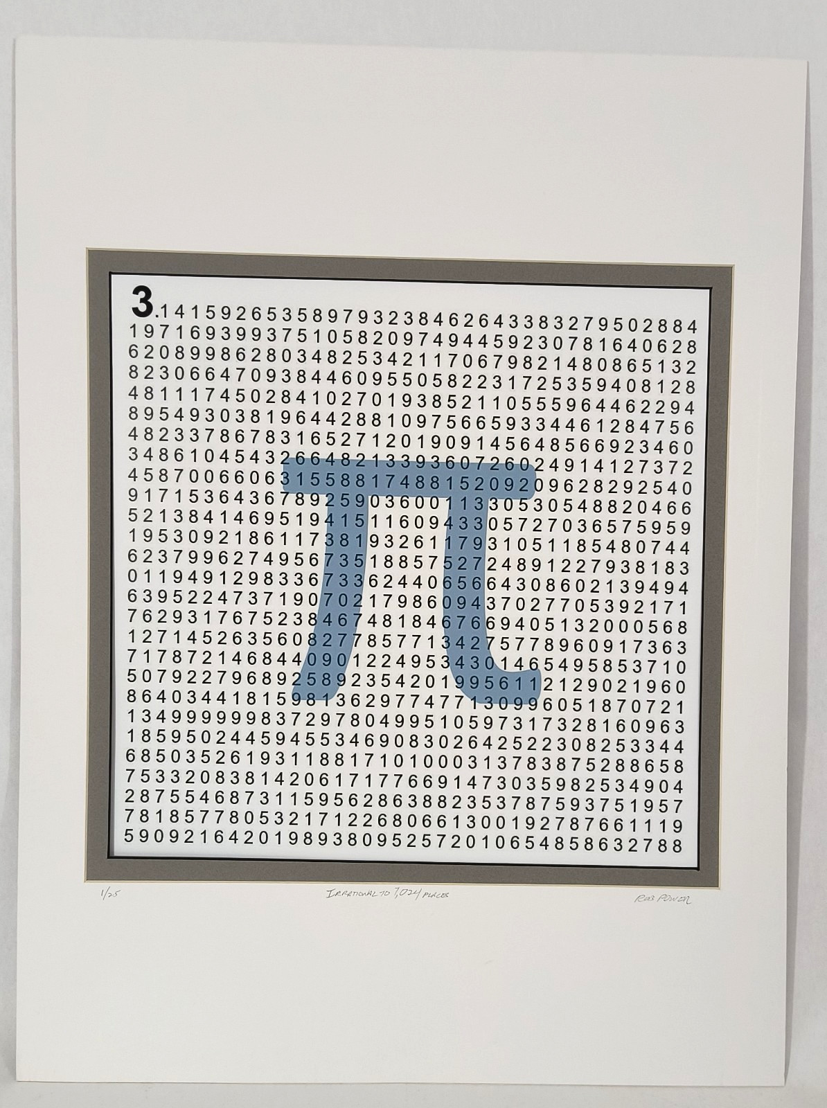 Irrational to 1,024 places 18″ x 24″ matted image by Rob Power