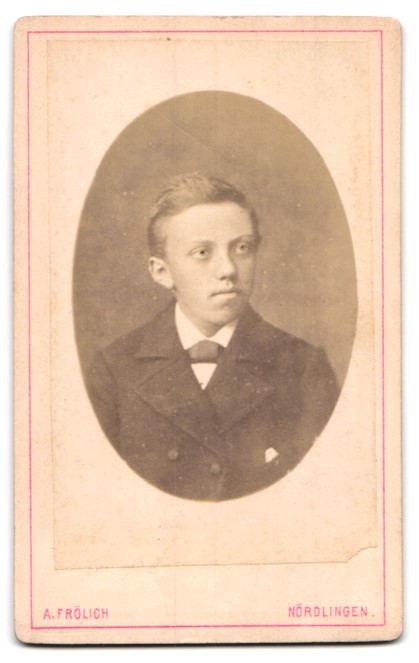 Photograph Ad. Frölich, Nördlingen, monogram of the photographer in coat of arms