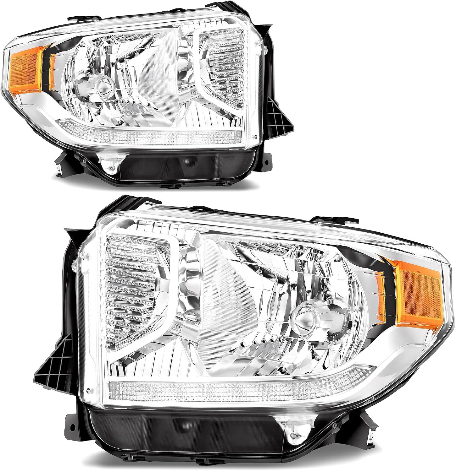 LED DRL Headlight Assembly Compatible with 2014-2021 Toyota Tundra Headlamp for