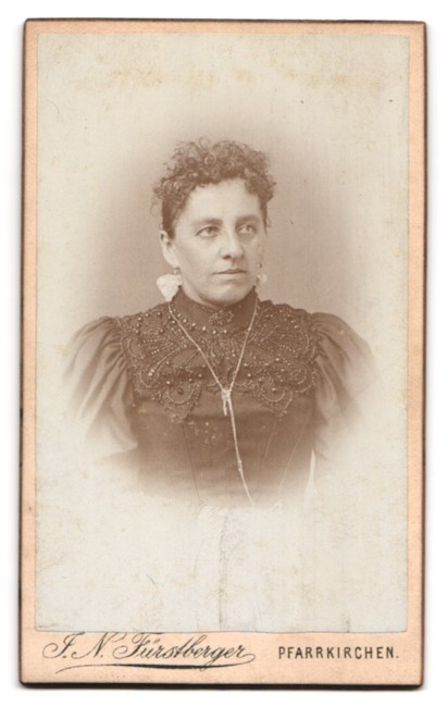 Photograph J. N. Fürstberger, parish churches, monogram of photographer and medal