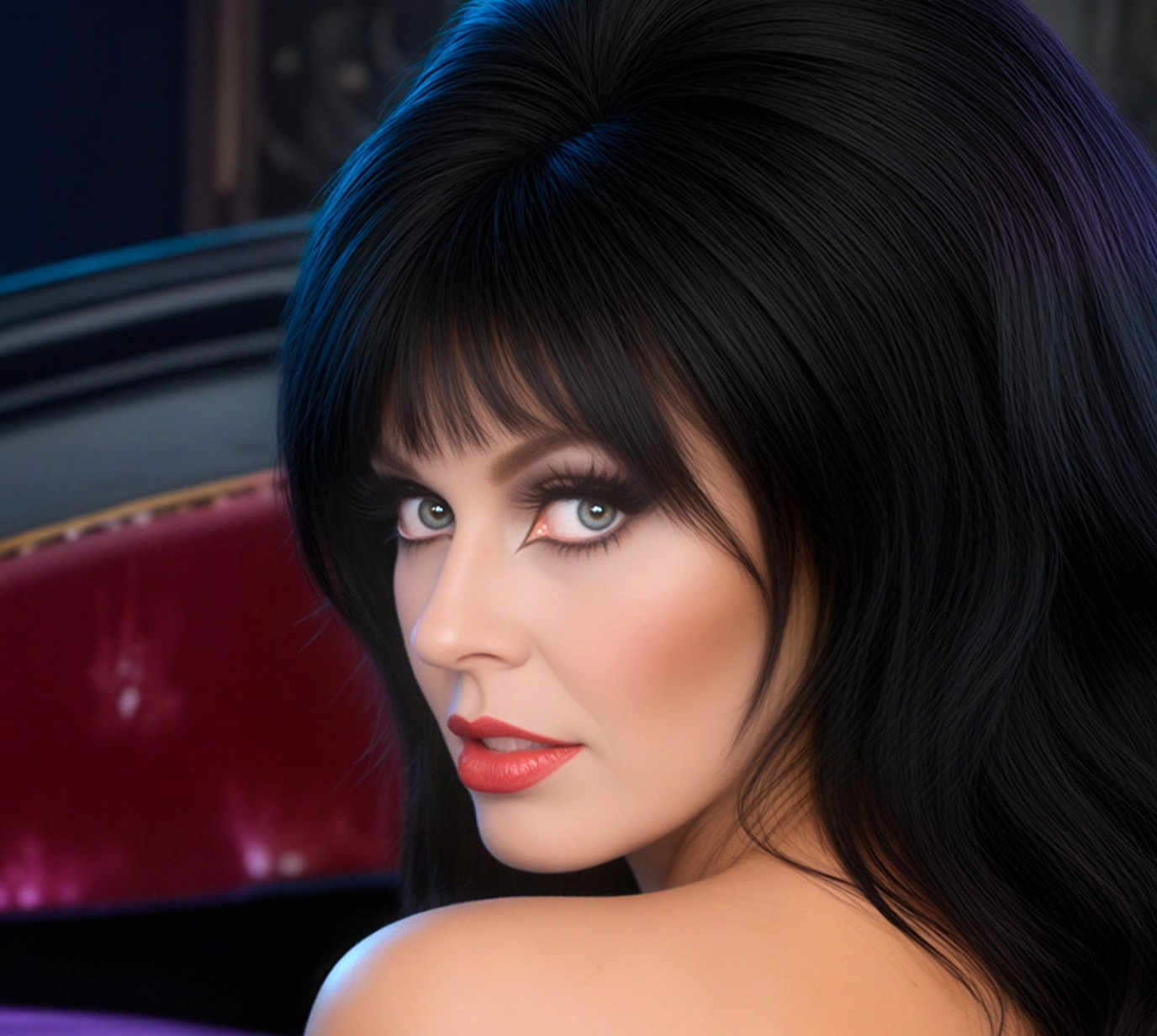 Sexy Elvira Mistress of the Dark Laying in Bed Metal Sign Wall Art 14″ x 11″
