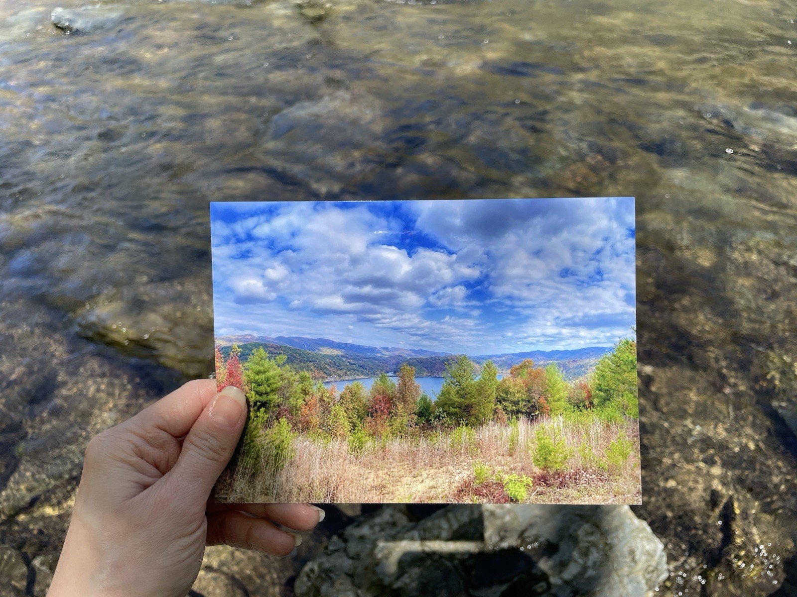 5×7 Autumn Colorful Landscape Overlook With Clouds Giclee Photography Print