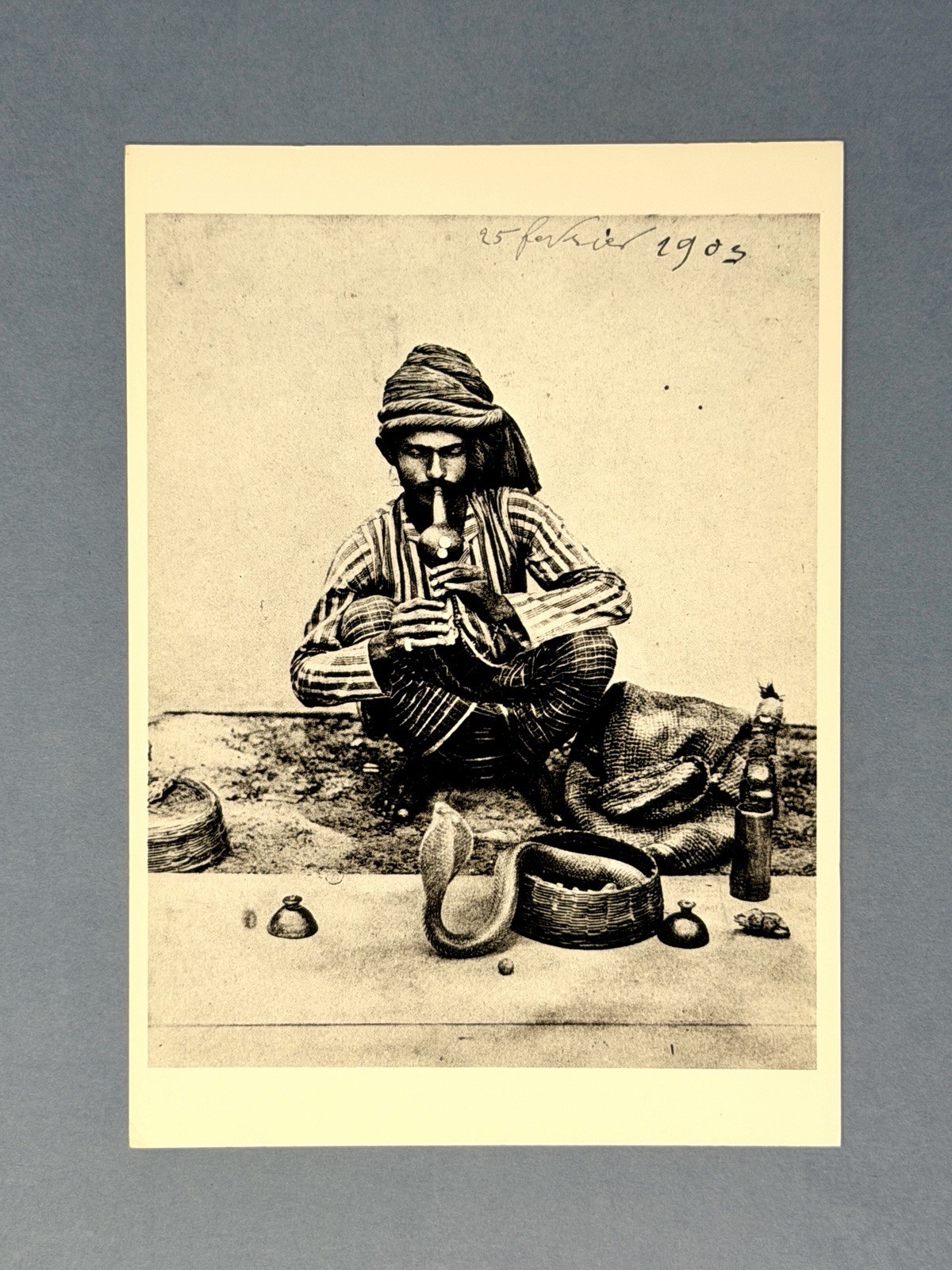 Snake Charmer, Ceylon c1900 Fotofolio Art Photo Print Card Photo By A.W. Andrée