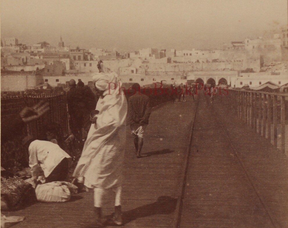 Maroc Tanger Pont Photo Stereo Albumine Vintage 1908