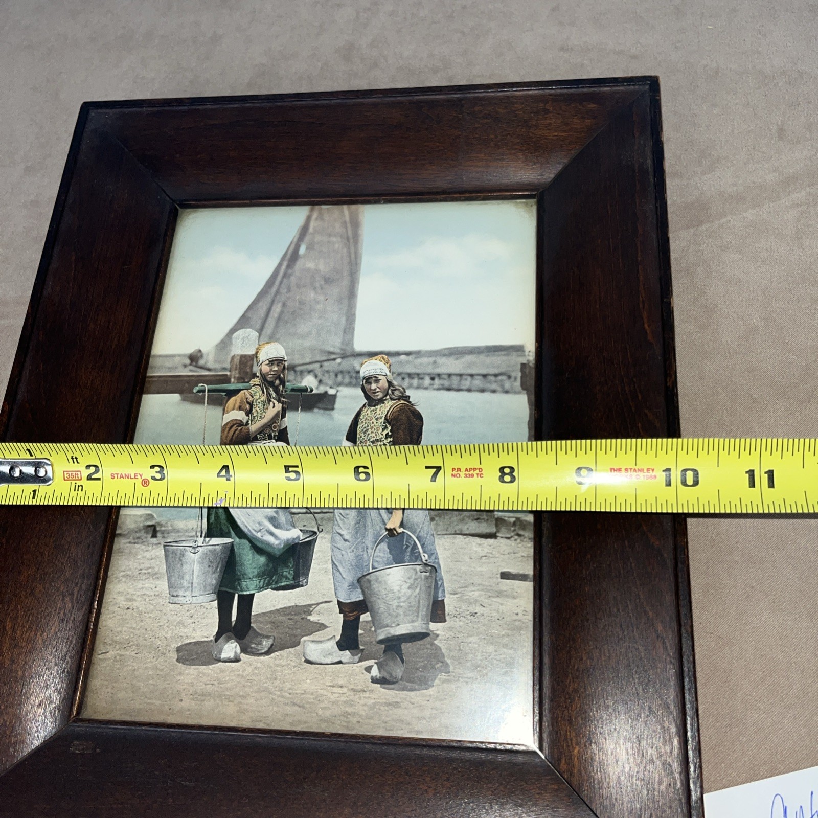 Antique Photochrom Girls Of Marken Island Holland Netherlands Heavy Wood Frame