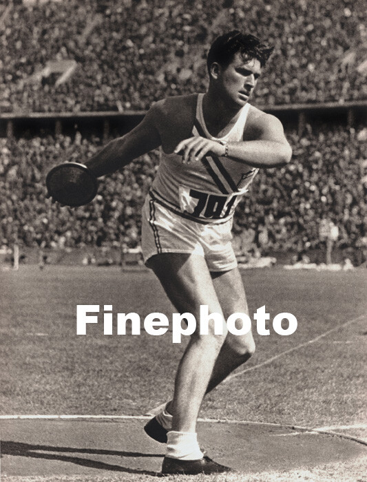 1936 Vintage OLYMPICS KEN CARPENTER Discus Track & Field Photo Art By PAUL WOLFF