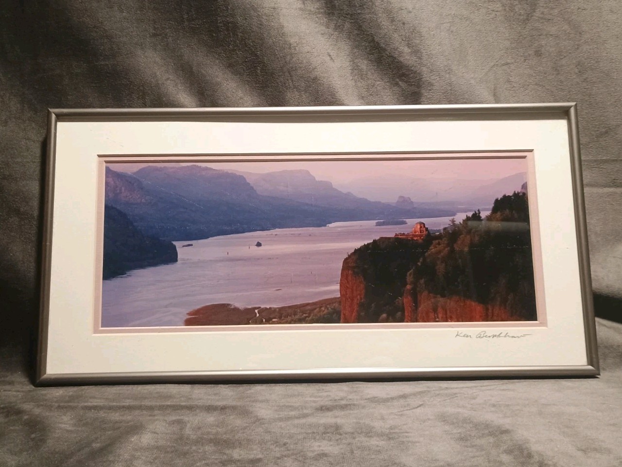 Crown Point Sunset Columbia River OR WA Ken Burkhart Photography Framed 8 X 16″