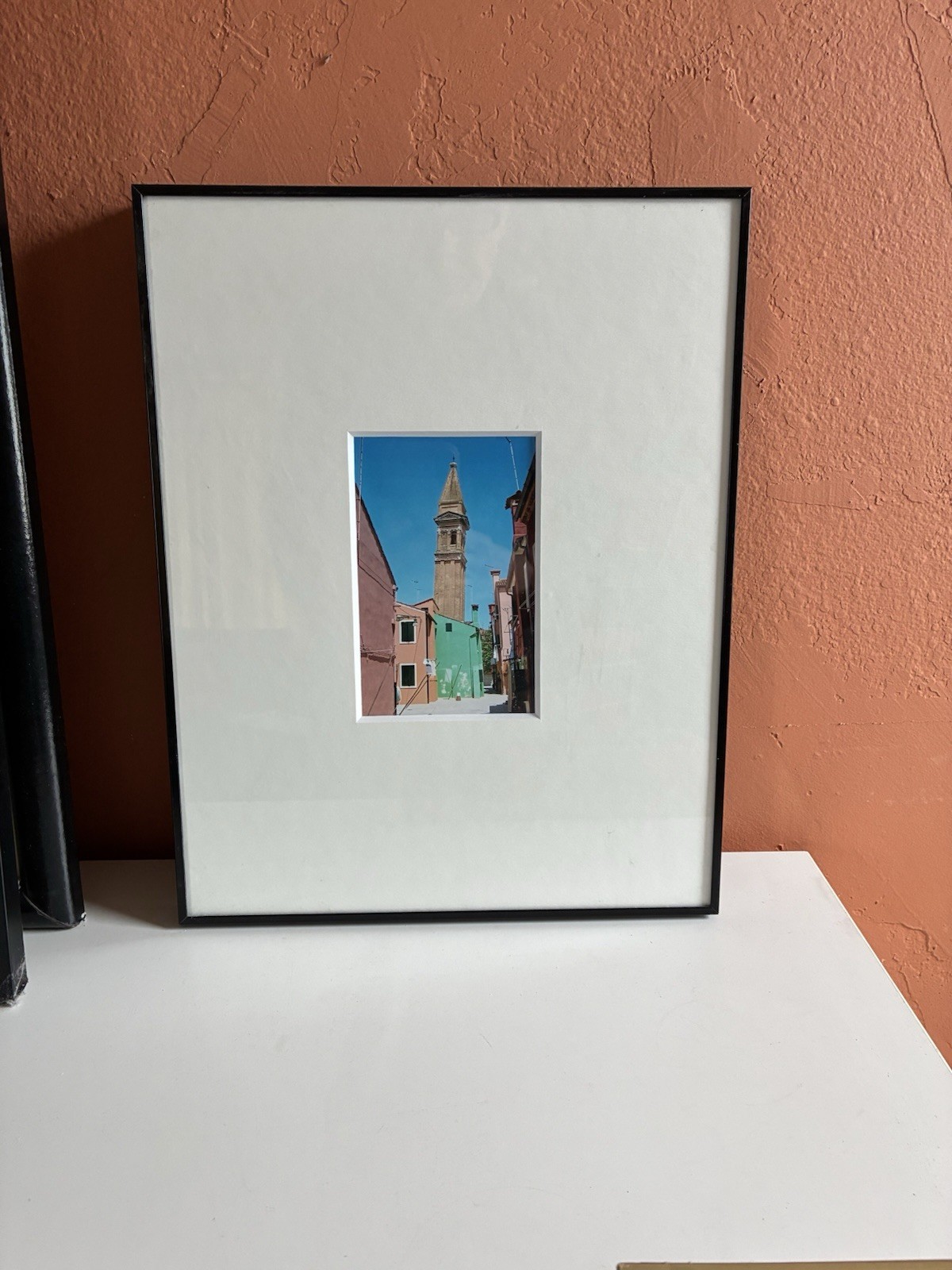 Framed Photo Print Chiesa Di San Martino Burano Italy 14×11″ Overall Bevel Mat