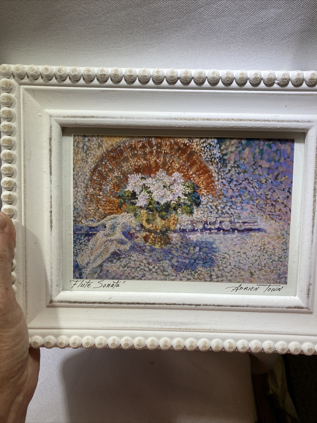 Adrien Town Watercolor Photo Of “ Flute Sonata” 5×7 Framed Postcard Size