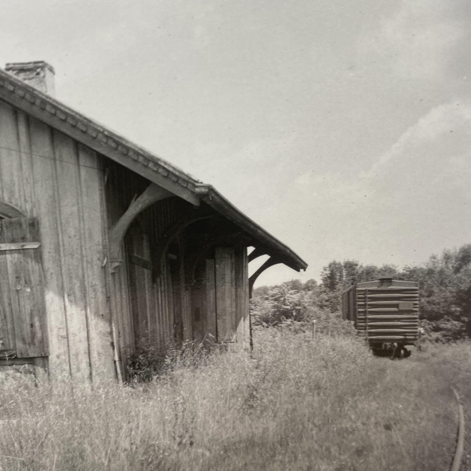 Abandoned Railroad Station Depot 4×5 Black White Glossy Photograph Original