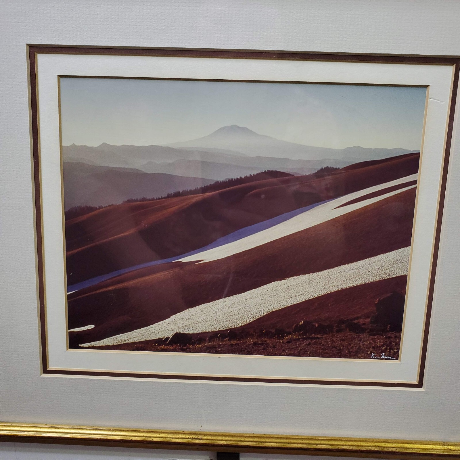 Vintage Matted and Signed Photograph Lee Mann Mountain Scene 15.5 x 13
