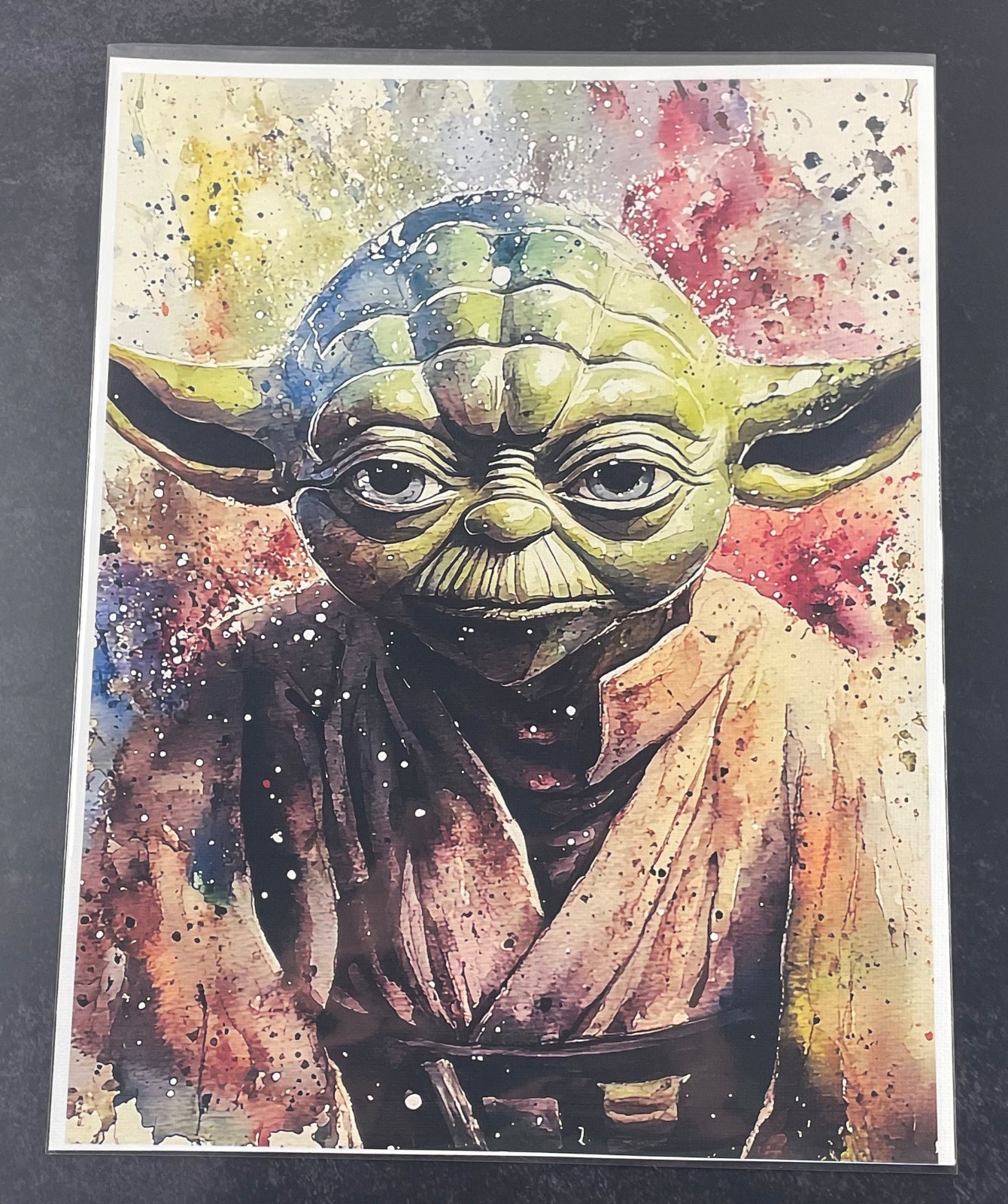 Watercolor Inspired Star Wars Collectible 8.5×11 Canvas Fan Art – Yoda