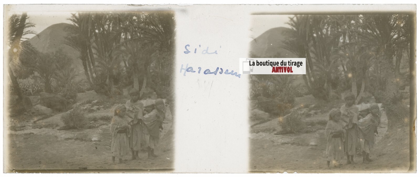Sidi Harazem, Morocco, Stereo Glass Plate, Positive Black & White 4.5X10.7 Cm