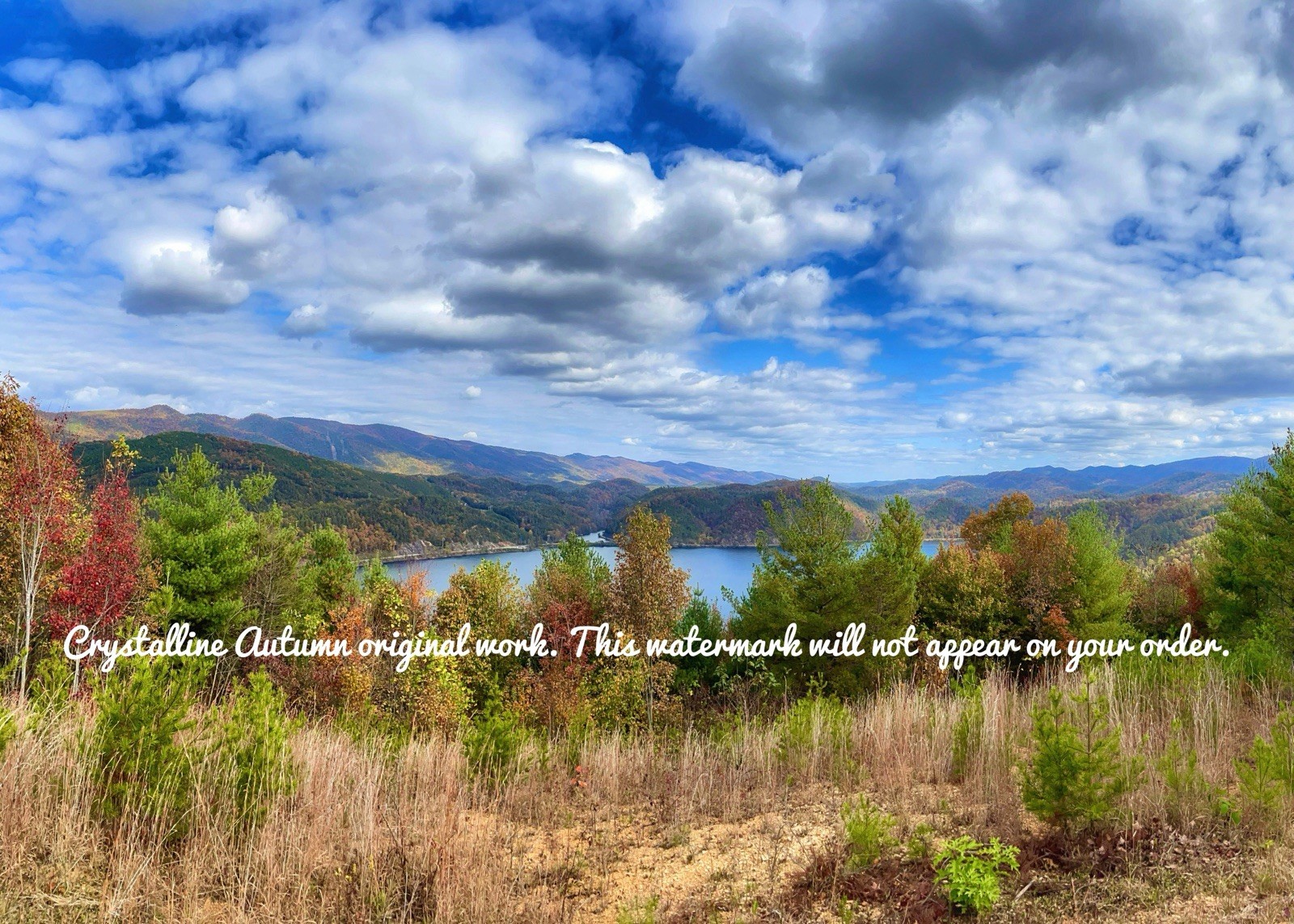 5×7 Autumn Colorful Landscape Overlook With Clouds Giclee Photography Print