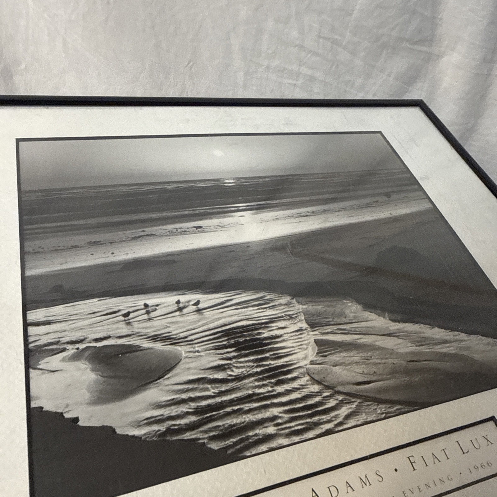 Ansel Adams Birds on a Beach Evening Framed Framed 1966 Photo 12×14 Wall Art VTG