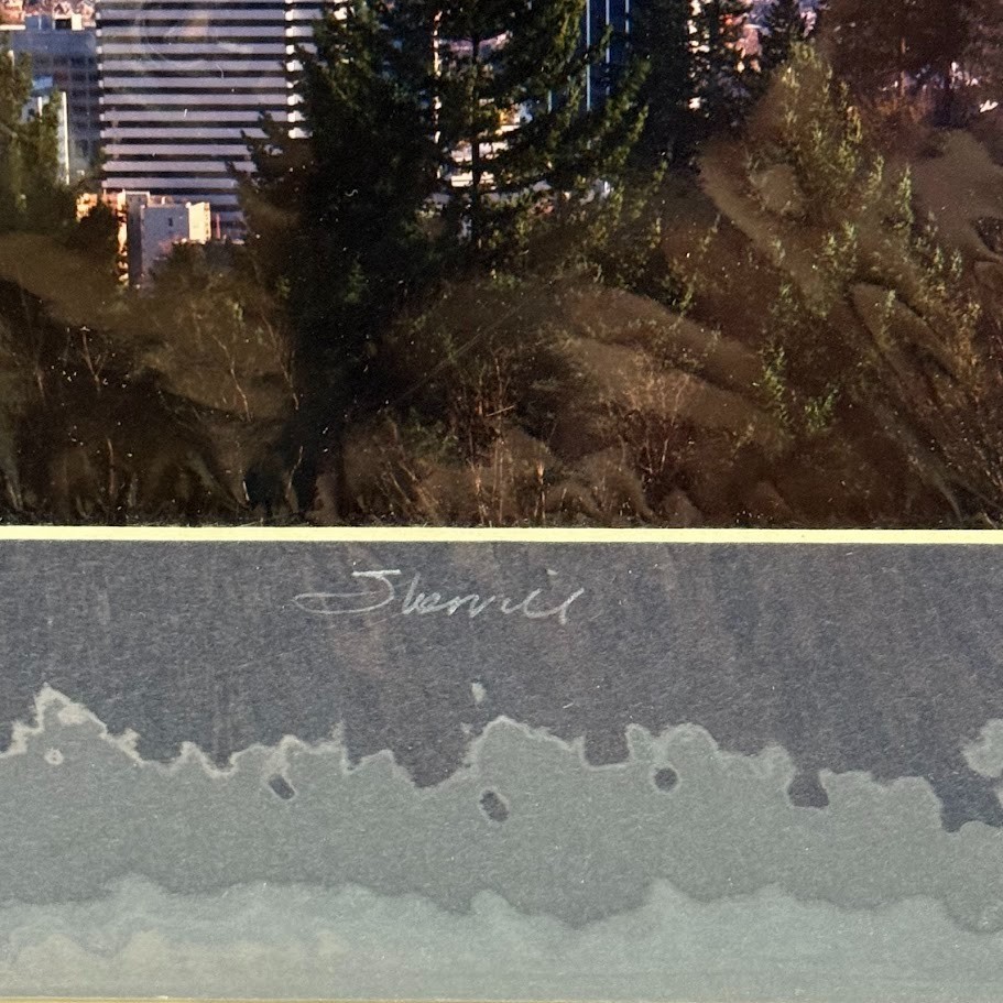 Signed Sherrill Photo Portland Oregon Skyline Mt Hood Cityscape Downtown PNW Art