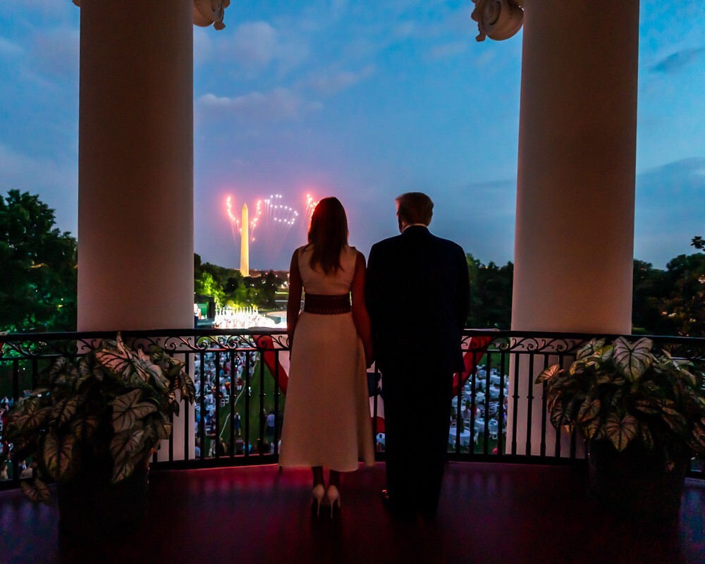 8×10 photo of President Trump & the First Lady watching fireworks.