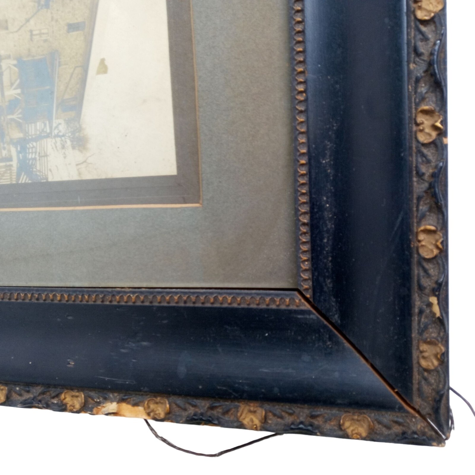 Stone Farmhouse Wall Art Vintage Framed Photograph Antique Frame Black Gold Farm