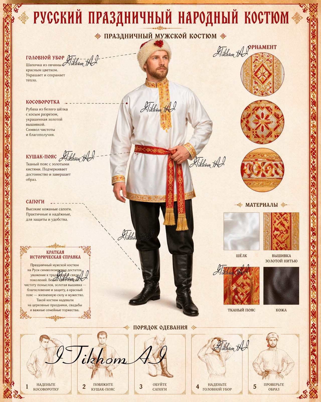 Digital Art Poster Infographic Russian National Men Costume Wallpaper Desktop