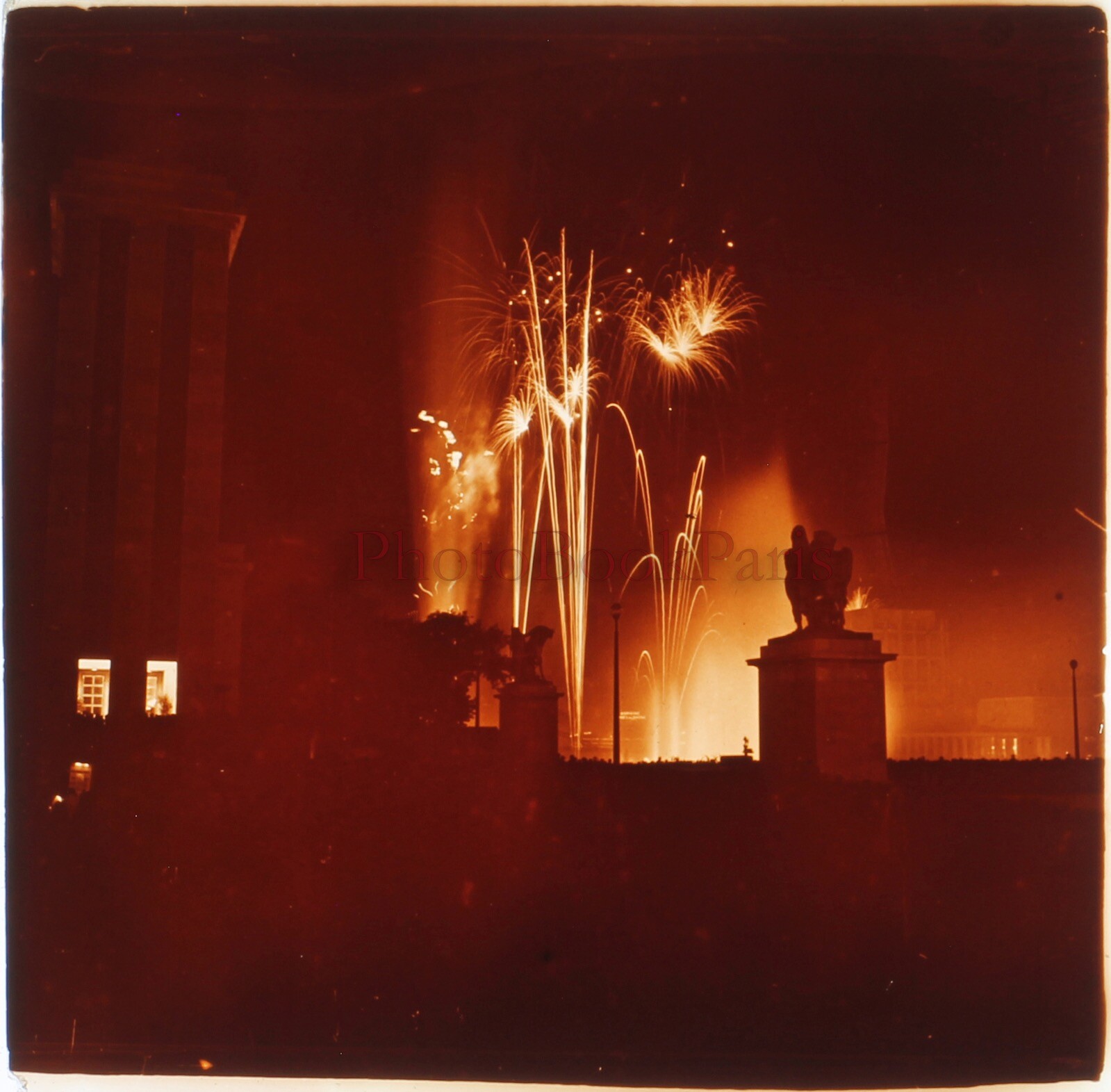 France Paris 1937 Fireworks Artistic World Expo Photo Plate