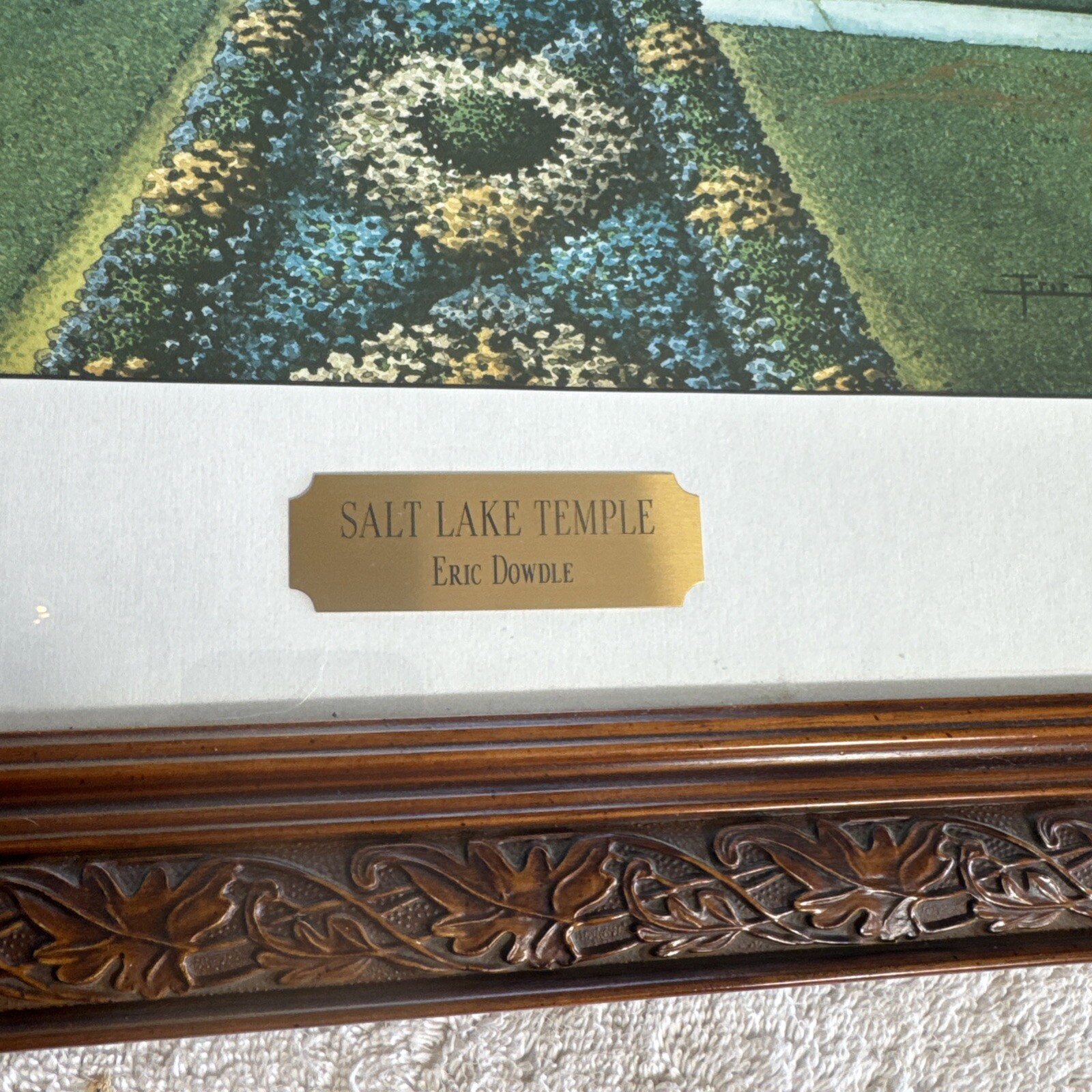 SALT LAKE TEMPLE BY ERIC DOWDLE SIGNED NUMBERED PRINT FRAMED 34”x 31”