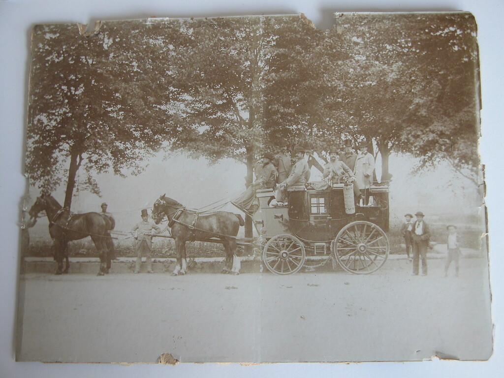 Vtg c.1880s-90s Photograph Men in Stagecoach Sepia B&W Wild West Travel