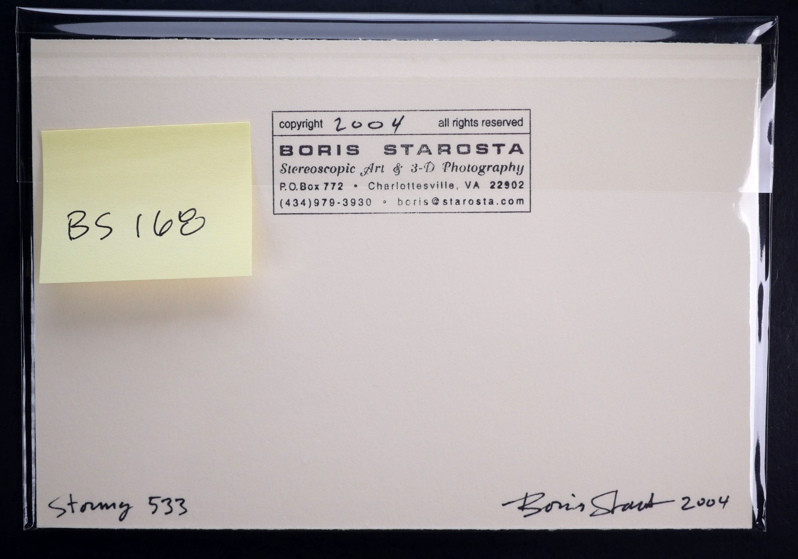 Boris Starosta 3D Stereoview – Stormy 533 – black model signed 2004 #168