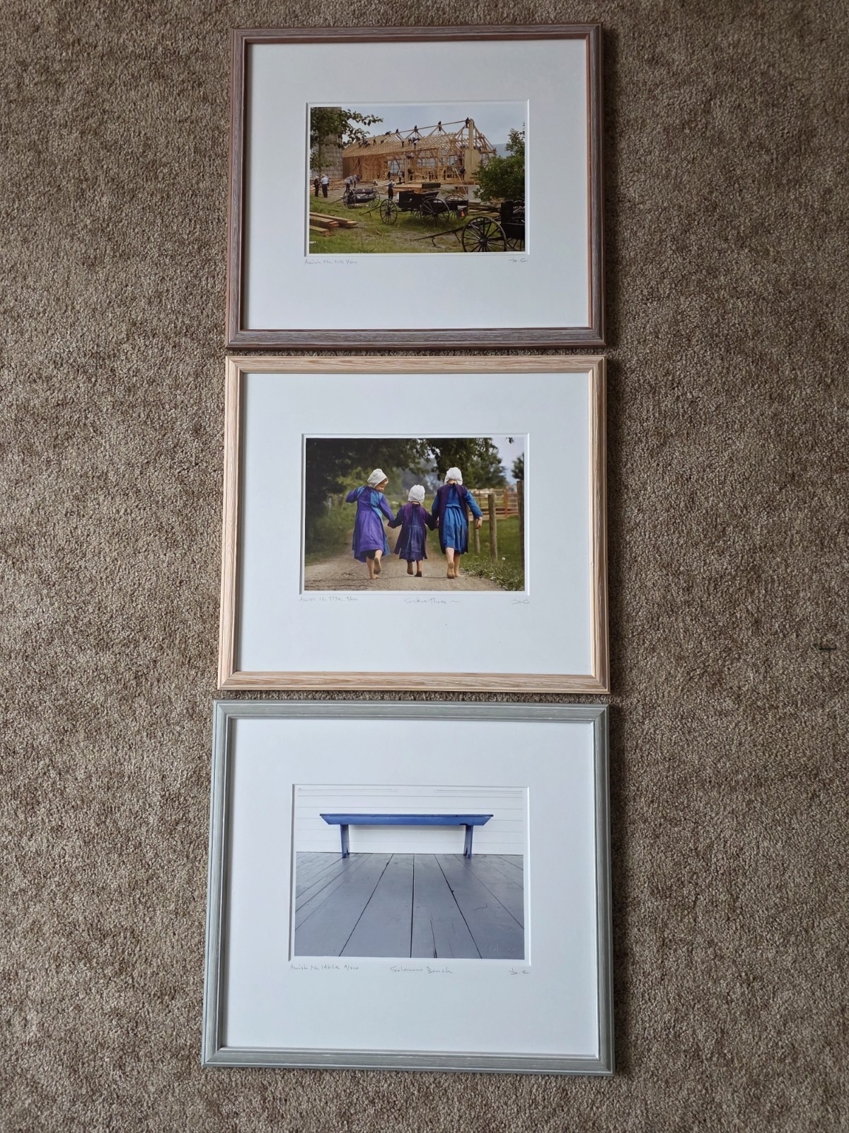 Bill Coleman Amish Photography Framed w/ Authenticity Certificates Set Of 3