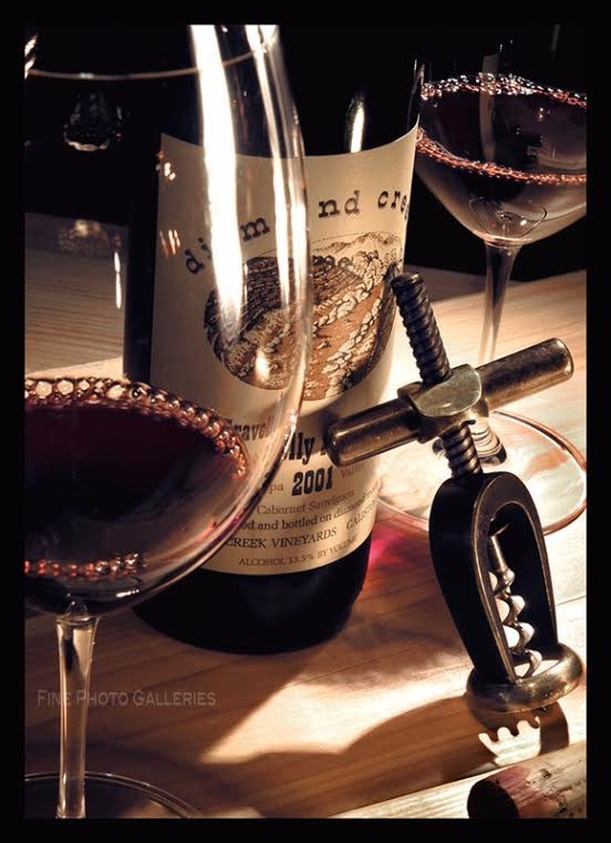 KELLY WILLIAM WRIGHT Original Cellar Napa DIAMOND CREEK Signed WINE ART 19×13