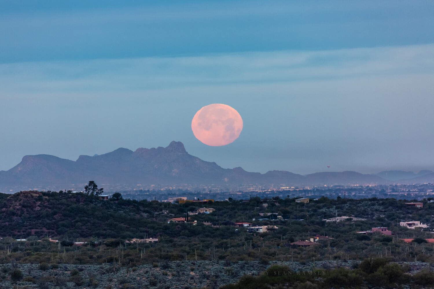 Southwest Photography Print – Picture of Full Moon Over Tucson Arizona