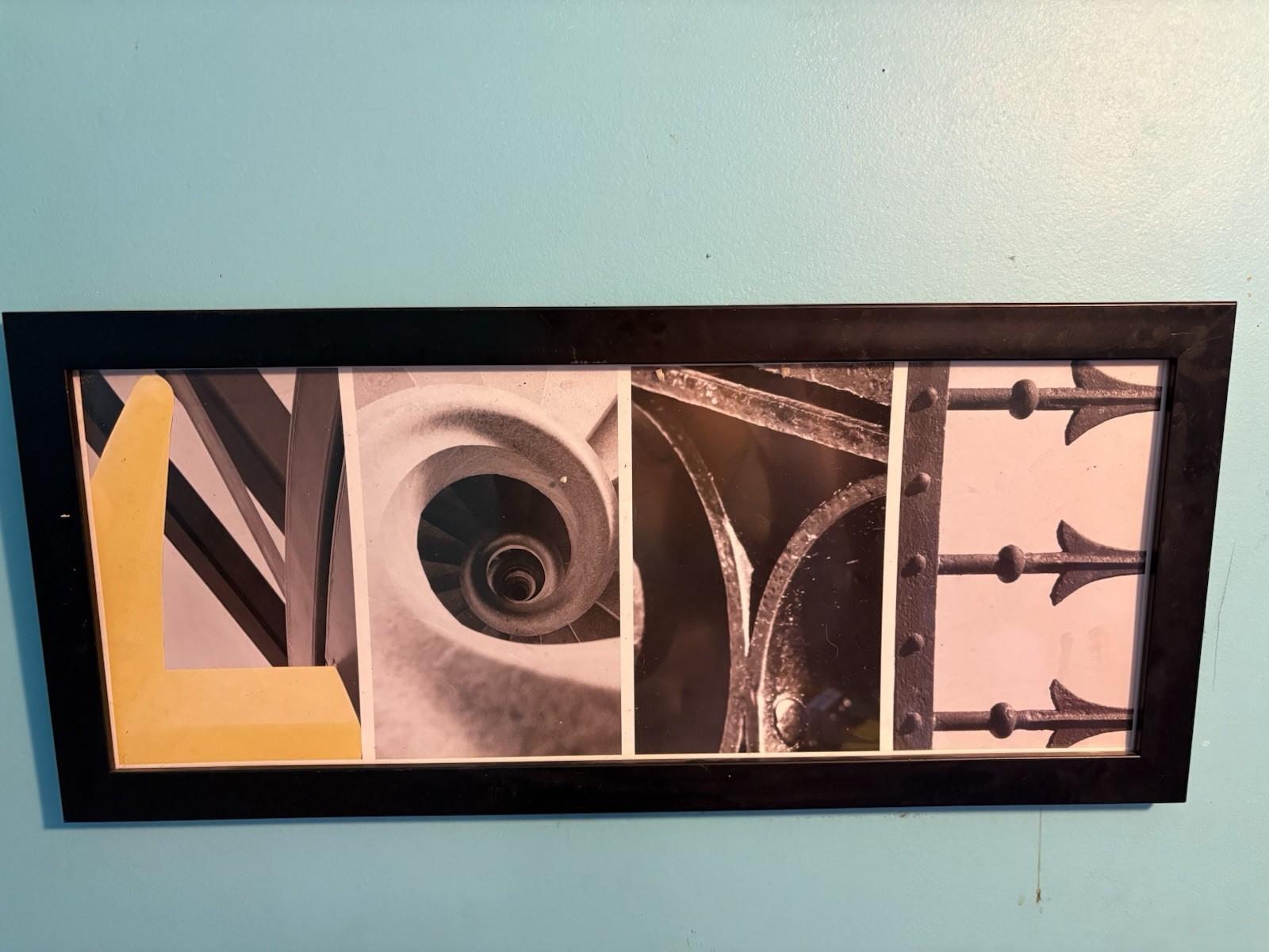 Framed Abstract Architecture Photograph 4-Panel Collage, Color Landscape Stairs