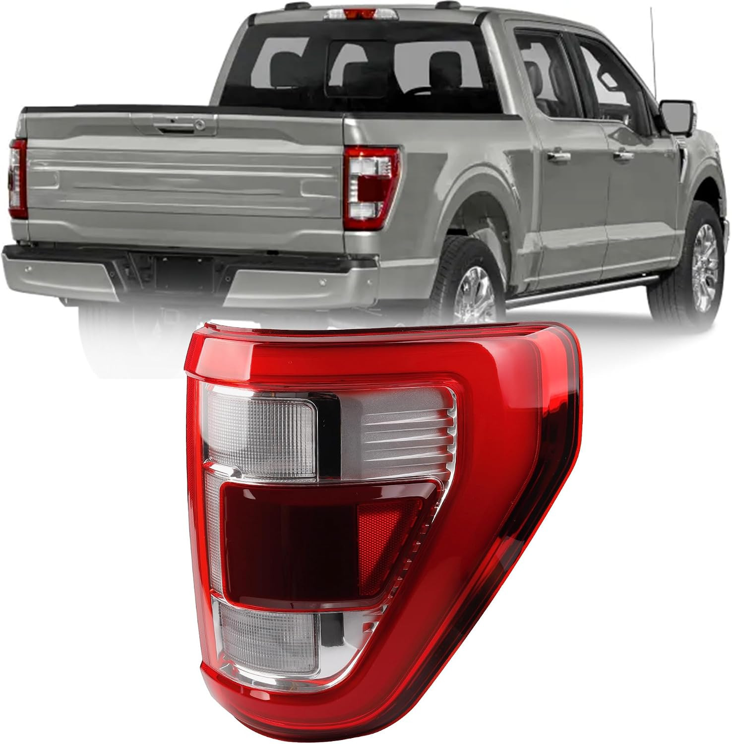 Right Passenger Side Tail Light Compatible with 2021 2022 2023 Ford F150 King Ra