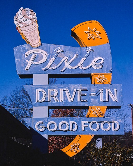 8×10 Vintage photo of Pixie Drive-In ice cream sign, Seymour, Tennessee.