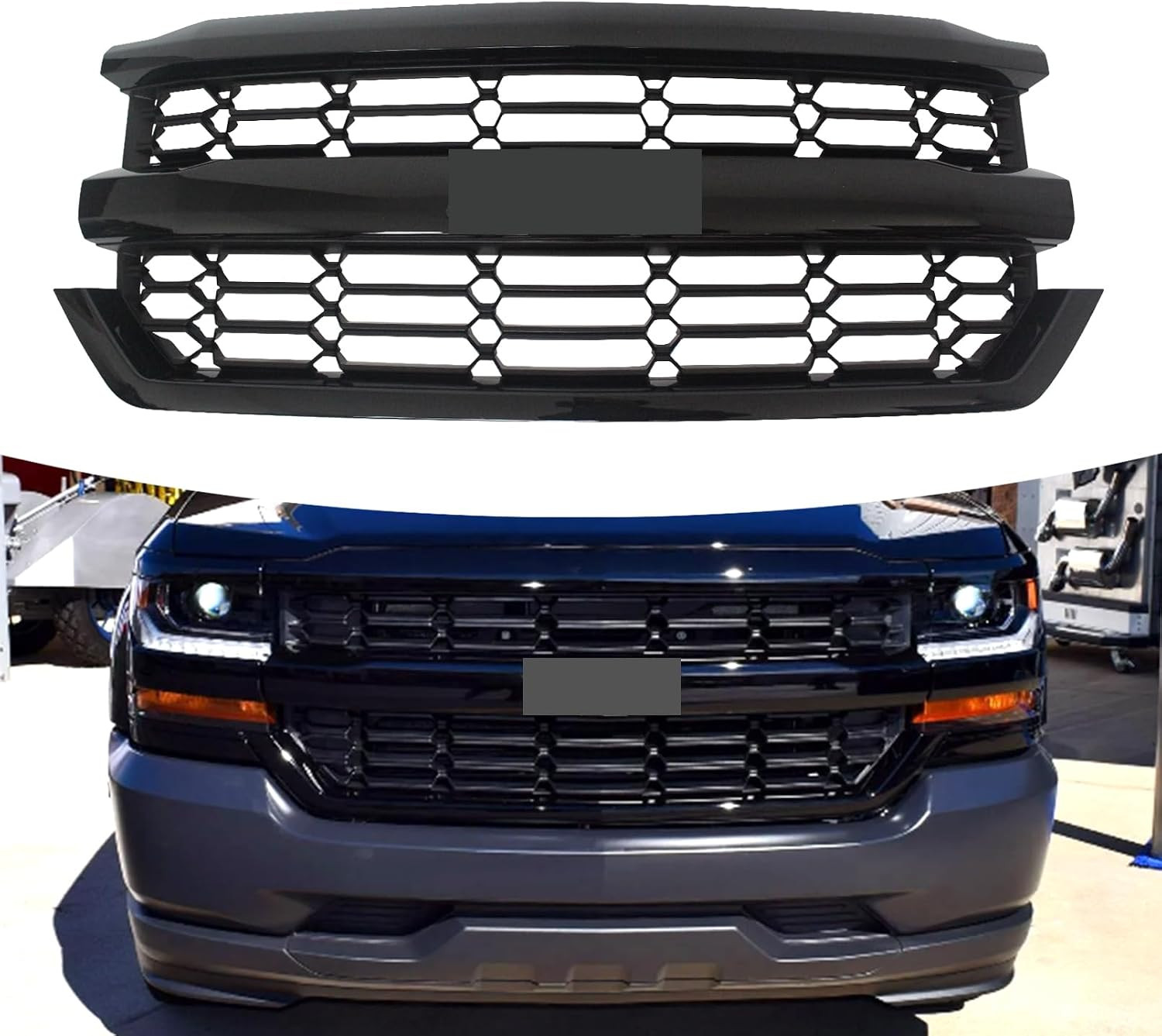 Front Bumper Upper Grille Grill Assembly Compatible with 2016-2019 Chevy Chevrol