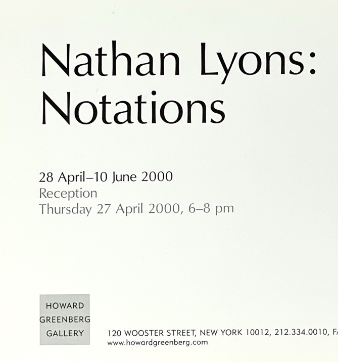 Nathan Lyons (1930-2016) Art Announcement Card April 2000 – Notations