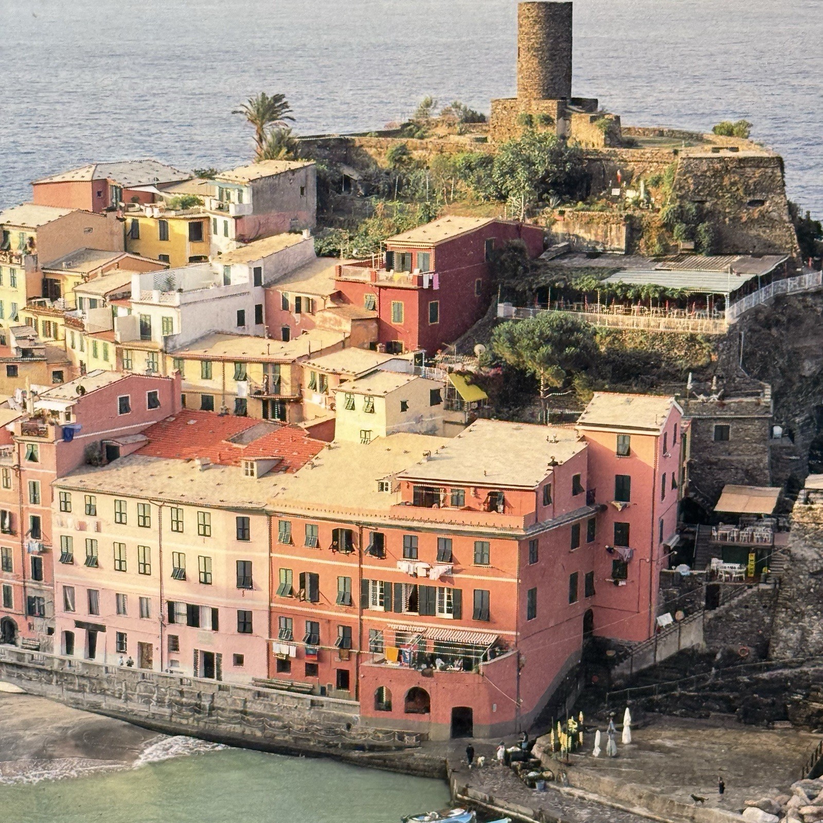 Dennis Barloga Vernazza Harbor Cinque Terre, Italy Giclee Print 12” x 14” Wood
