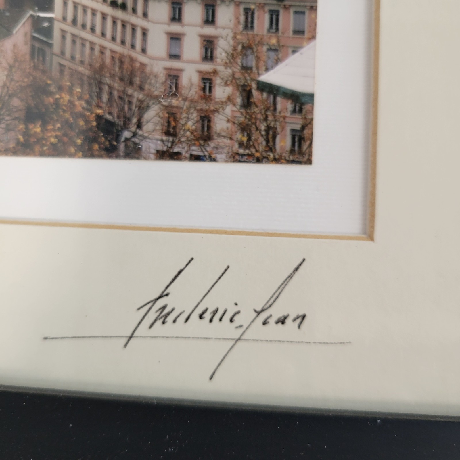 Lot of 2 Frederic Jean Signed Photograph Lyon France Framed Art Set Vieux Lyon