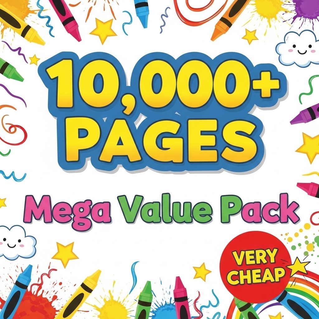10,000+ Kids Coloring Pages Mega Bundle Animals Dino many more digital download