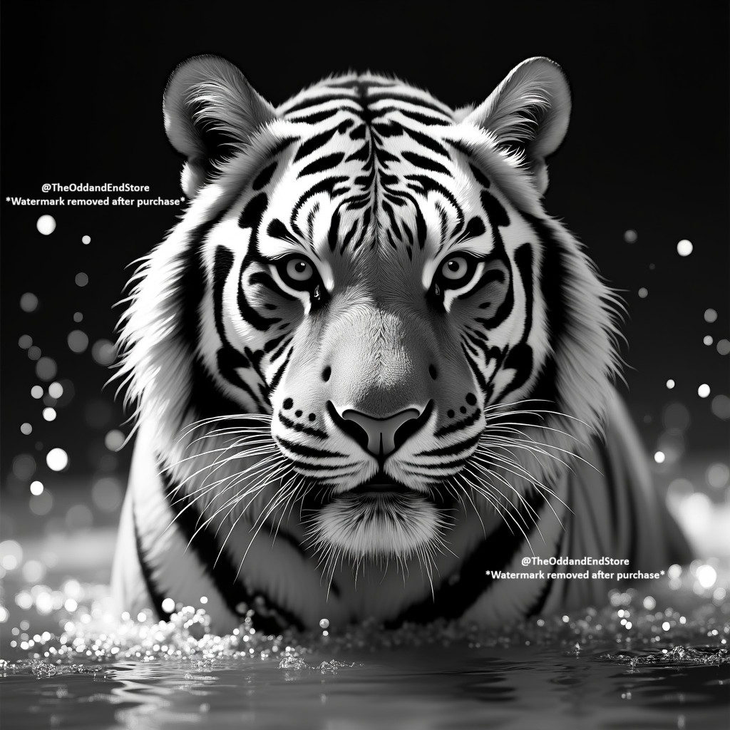 Digital AI Image Art Picture Desktop Wallpaper Background Photo Tiger in Water