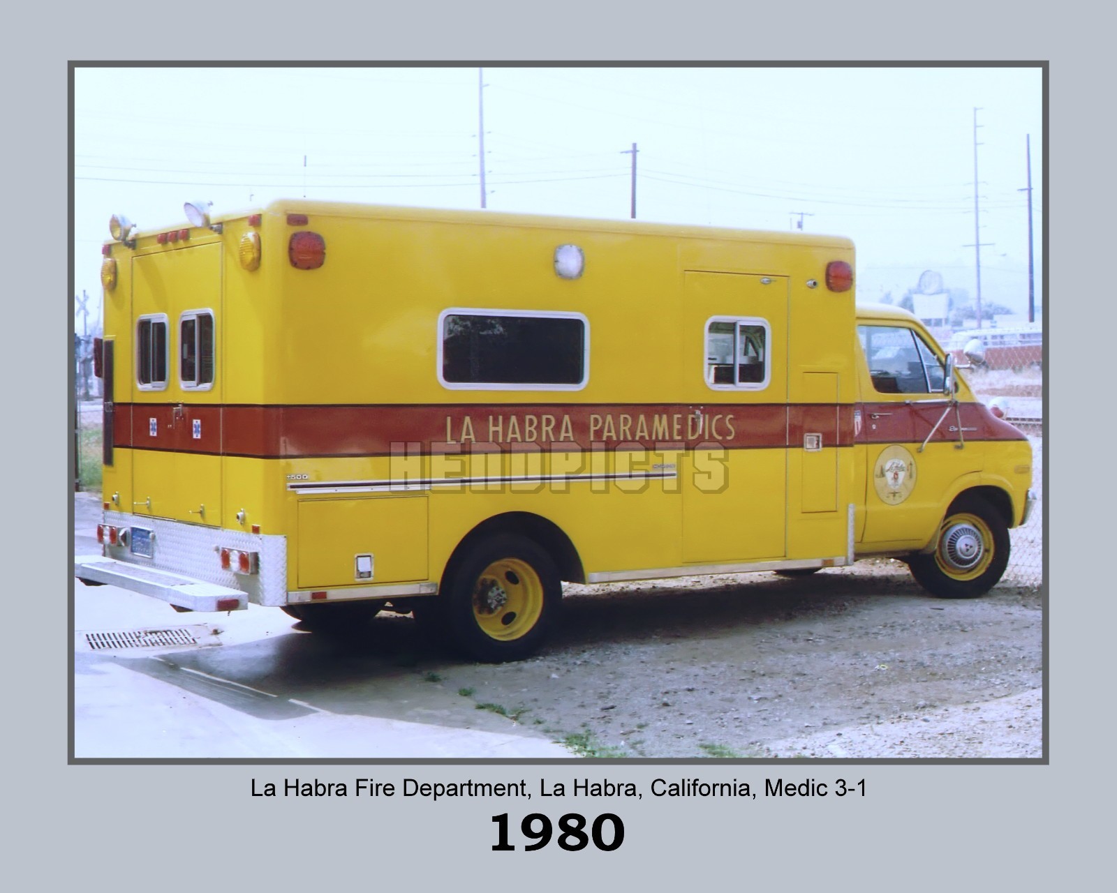 1980 La Habra Fire Dept. Paramedic Unit 31 New 8×10 Unframed Photo VFRPBT_0018