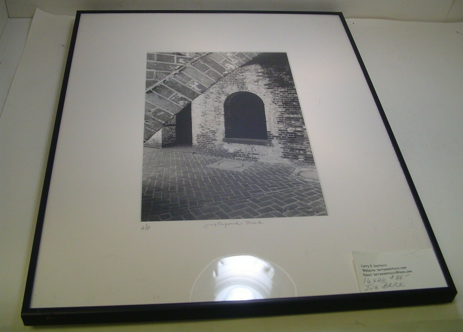 ART PHOTO.. Sculpture with bricks”Jux Brick”2006 B&W L. Santucci Frames 16x20in