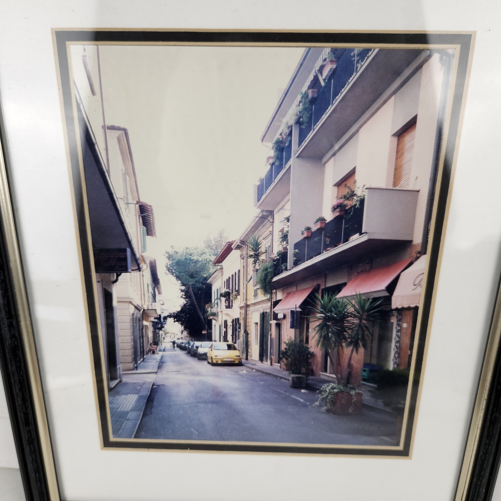Vintage Framed Italian Street Scene Photograph Narrow Alleyway Art Print 12×15.5