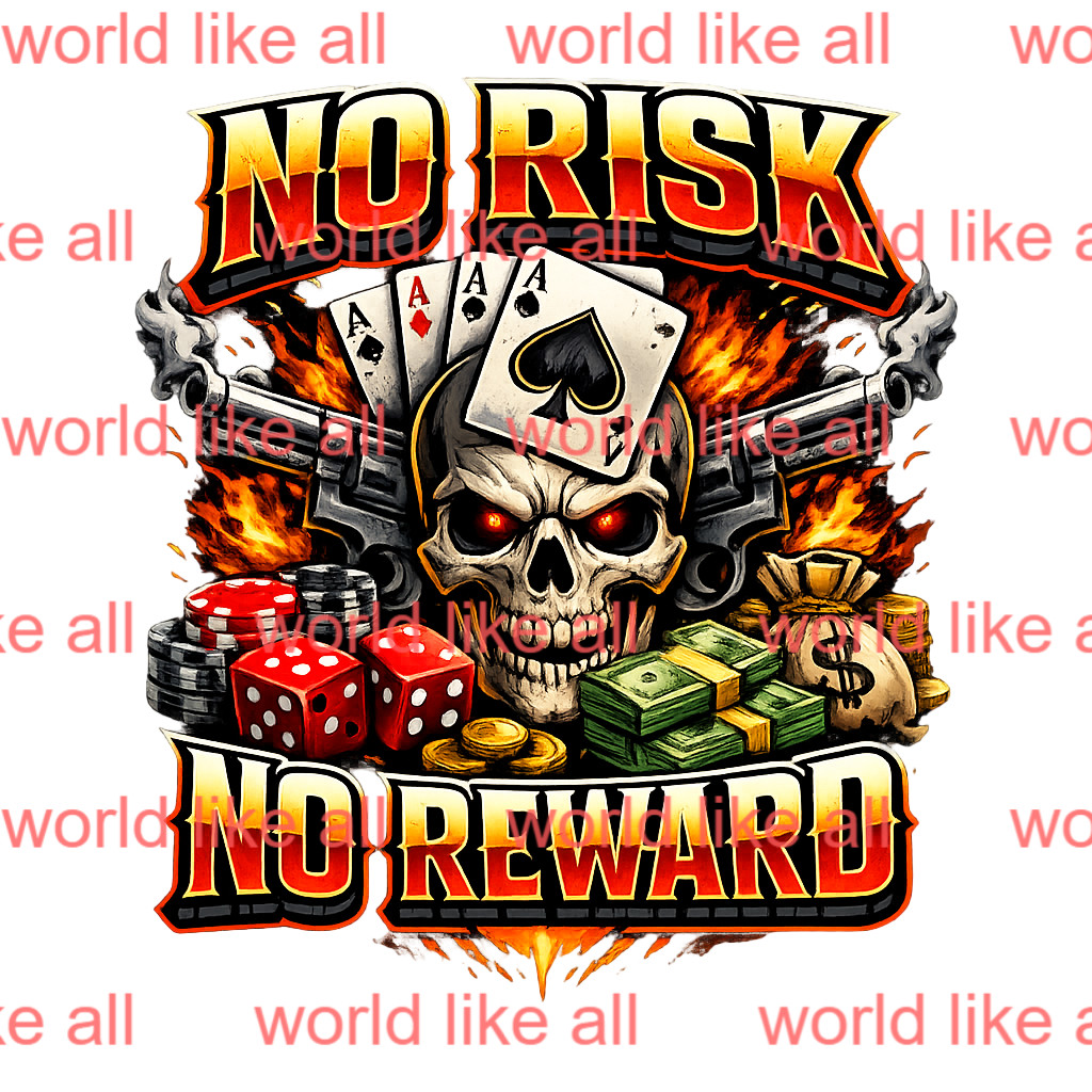 No Risk No Reward Skull PNG Digital Download T-Shirt Sticker Print Design