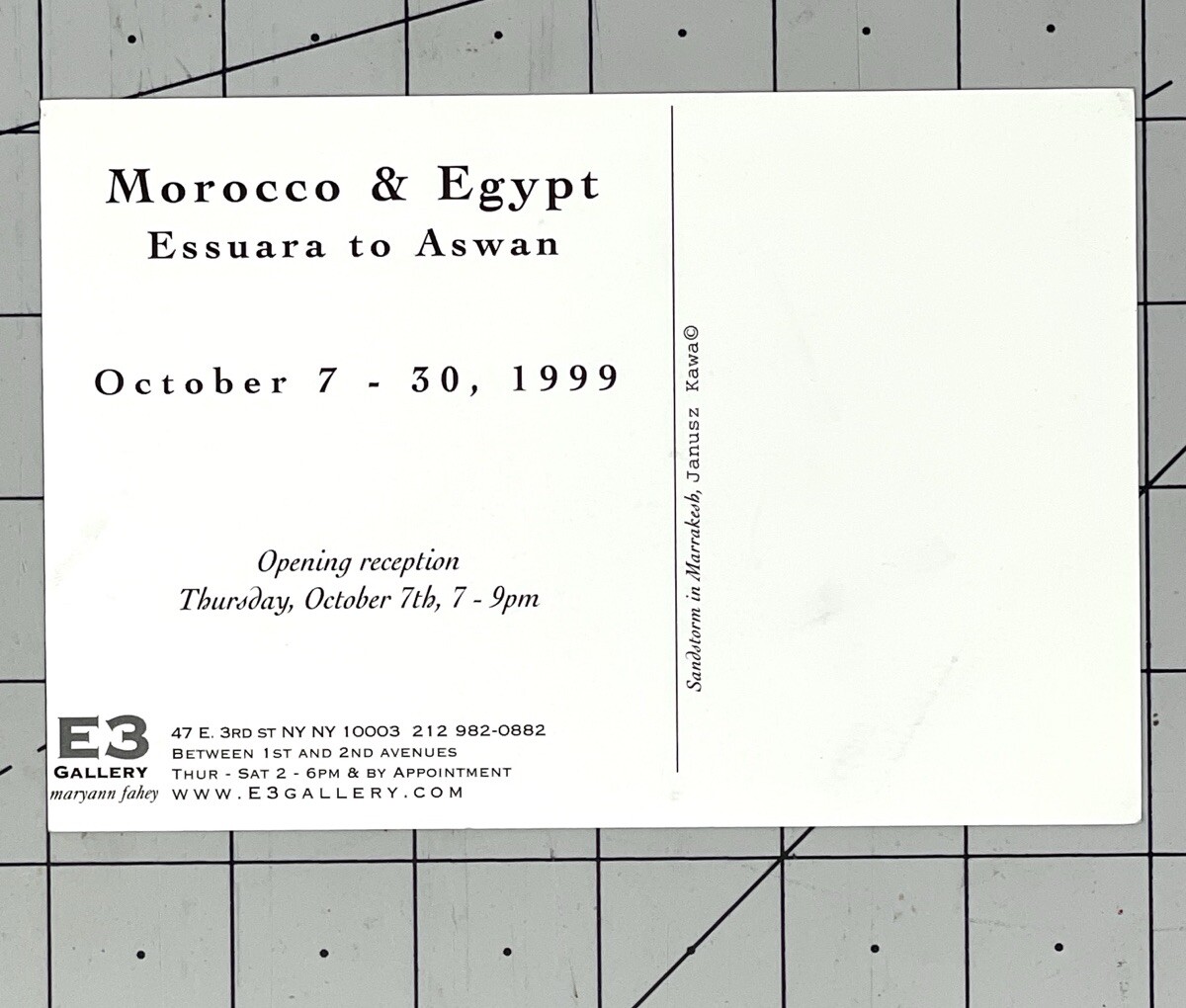 Janusz Kawa Art Announcement Card 1999 – Morocco & Egypt Photography