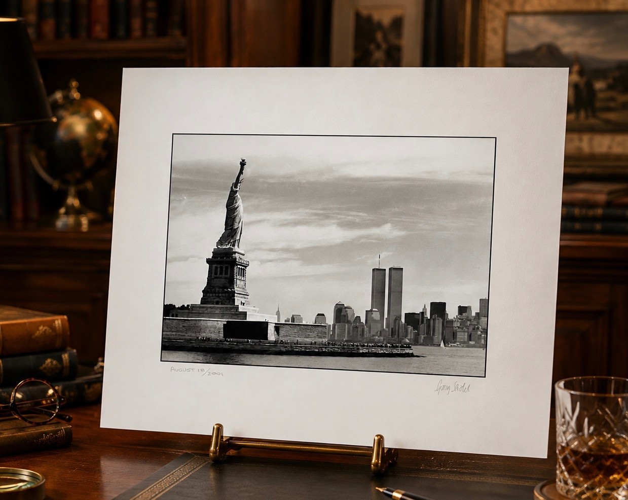 Garry Seidel Signed “Lady Liberty And Twin Towers” Photo Aug. 18, 2001 Pre-9/11